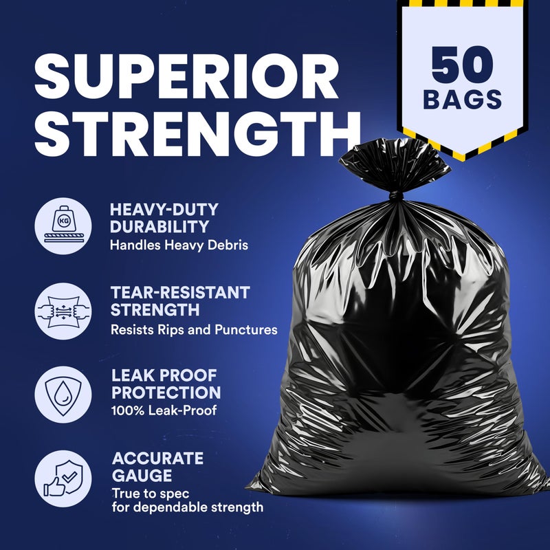 Plasticplace Contractor Trash Bags 40-45 Gallon â”‚ 3.0 Mil â”‚ Black Heavy Duty Garbage Bag â”‚ 40â€ x 48â€ (50 Count) - Image 4